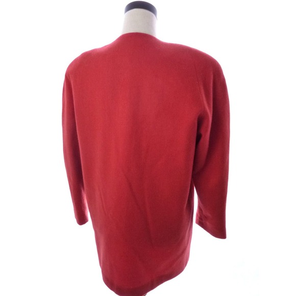 Vintage 80s Womens Business Red Wool Clutch Coat Open Jacket M L - Picture 3 of 5